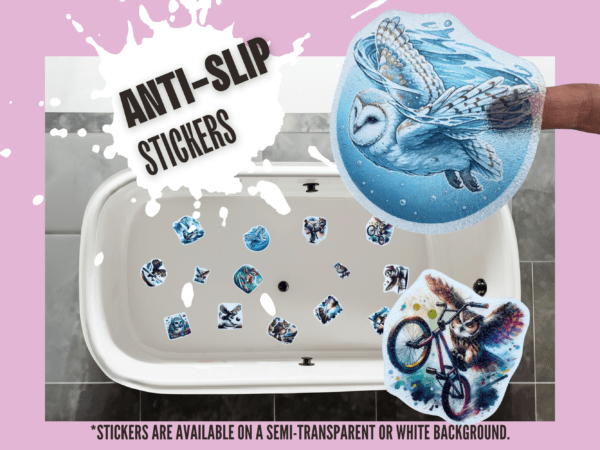 Charming owl stickers to prevent slipping in bathtubs.