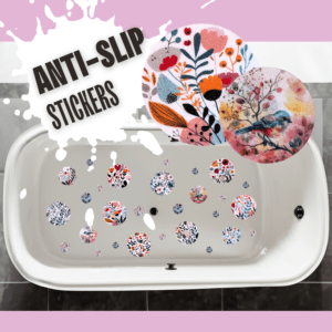 Stylish non-slip decals for bathtub safety.