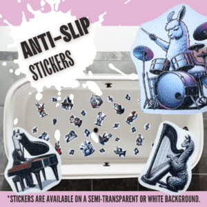 Adorable music-themed non-slip stickers for bathroom safety.