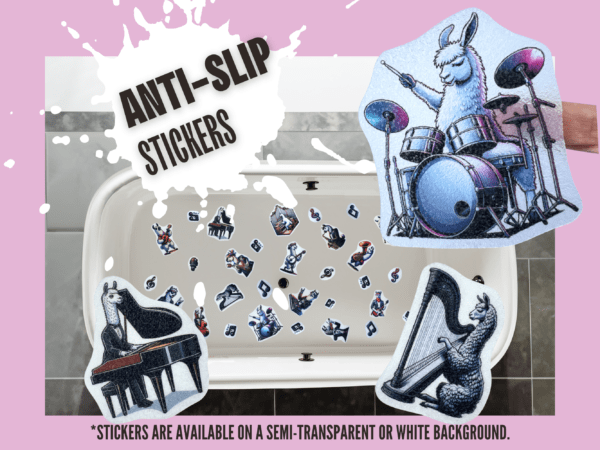 Adorable music-themed non-slip stickers for bathroom safety.