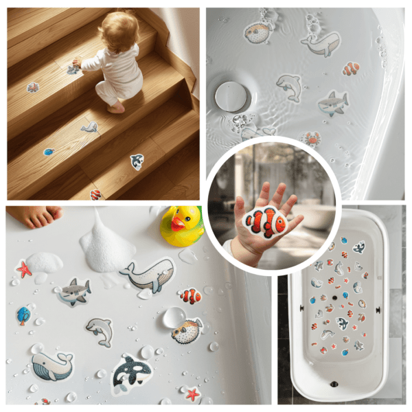 Montessori-inspired sea animal non-slip stickers.