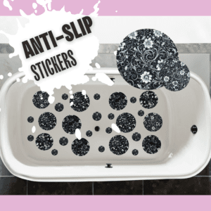 Stylish black and white flower stickers for safety.