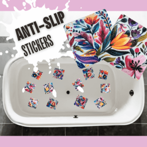 Beautiful flower stickers for non-slip bathtub safety.