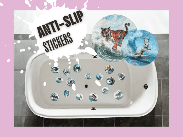 Anti-slip surf grip stickers for bathtub and floors.