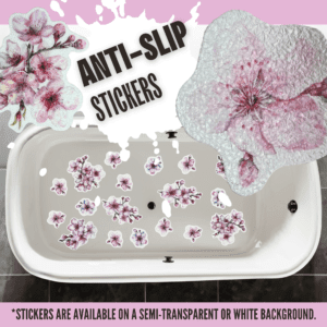 Elegant sakura stickers for bathtub slip prevention.