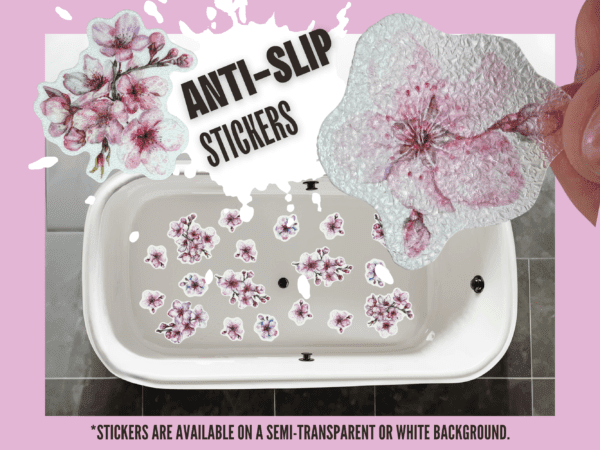 Elegant sakura stickers for bathtub slip prevention.